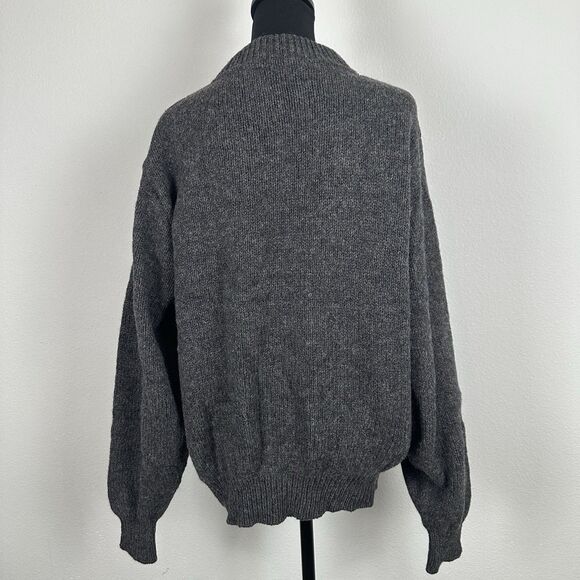 Lands End Knit Henley Sweater Mens XL Grey Wool Blend Henley USA Made Vintage - Picture 9 of 13